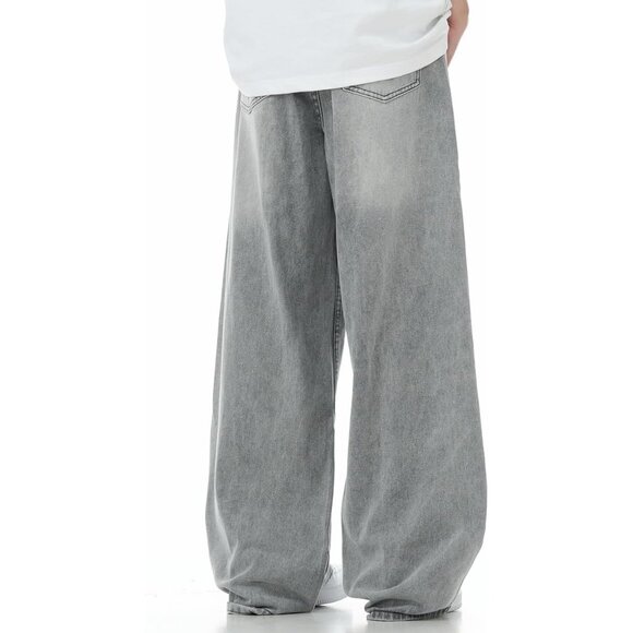 Y2K Baggy Jeans Unisex Wide Leg Vintage Denim Streetwear Casual - Picture 3 of 6